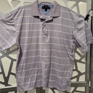 Tommy Hilfiger Men's Light Purple Polo with White Stripes